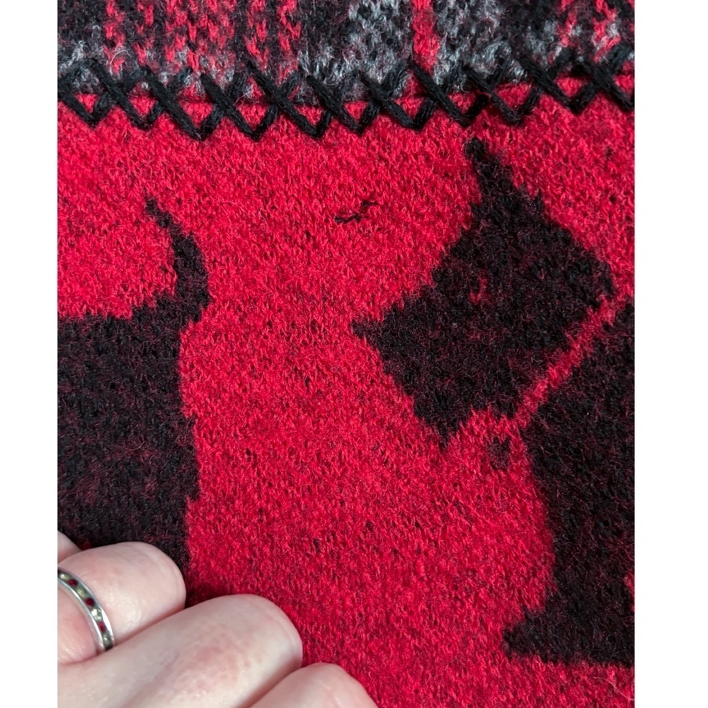 Vintage Scottie Dog Plaid Zip Up Wool Vest PS Cottage Core Twee DAMAGED READ - Picture 3 of 7